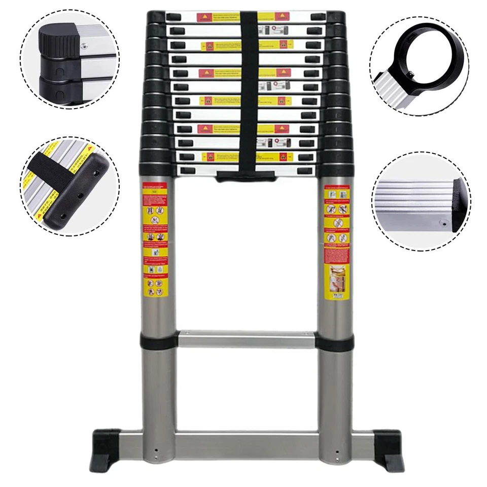 SCALA TELESCOPICA IN ALLUMINIO PORTATILE ESTENSIBILE MULTIUSO SUPPORTA 150 KG CE - Immagine 3 di 4