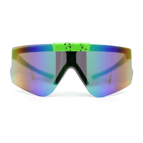 Boys Xloop Color Mirror Futuristic Large Shield Wrap Sport Sunglasses - Picture 13 of 41