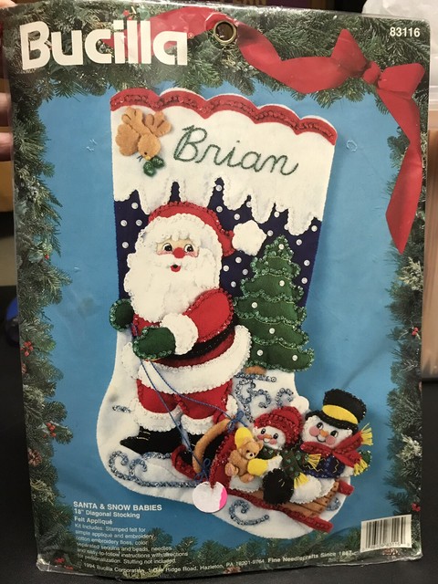 Vintage Bucilla Santa Rooftop Visitor Stocking Needlecraft