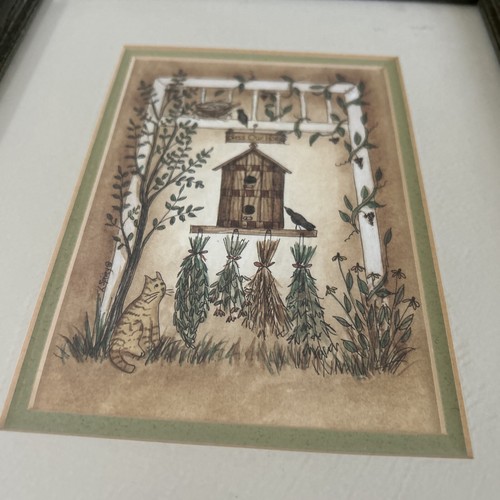 BLESS OUR HOME WITH CAT AND BIRDHOUSES FRAMED PRINT BY LINDA SPIVEY - Picture 4 of 7