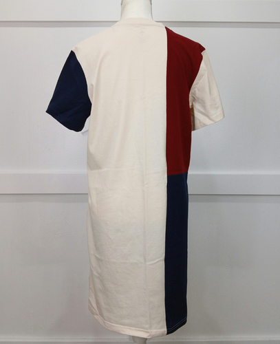 ADIDAS Shirt Dress Women's Small Short Sleeve Colorblock Ivory Navy Blue Red - Picture 2 of 11