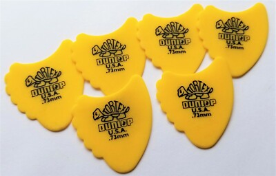 Dunlop 414R0.73 Tortex Fins, 0.73mm Yellow 6 Picks Four unique edges