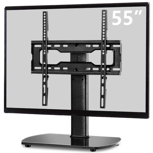 Universal Tabletop TV Stand with Swivel Mount for 27-55" TVs Glass Base, Black - Picture 4 of 10