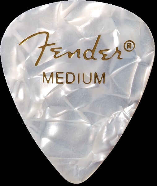 Fender 351 Premium Celluloid Guitar Picks Medium 12 Pack White Moto 198-0351-805