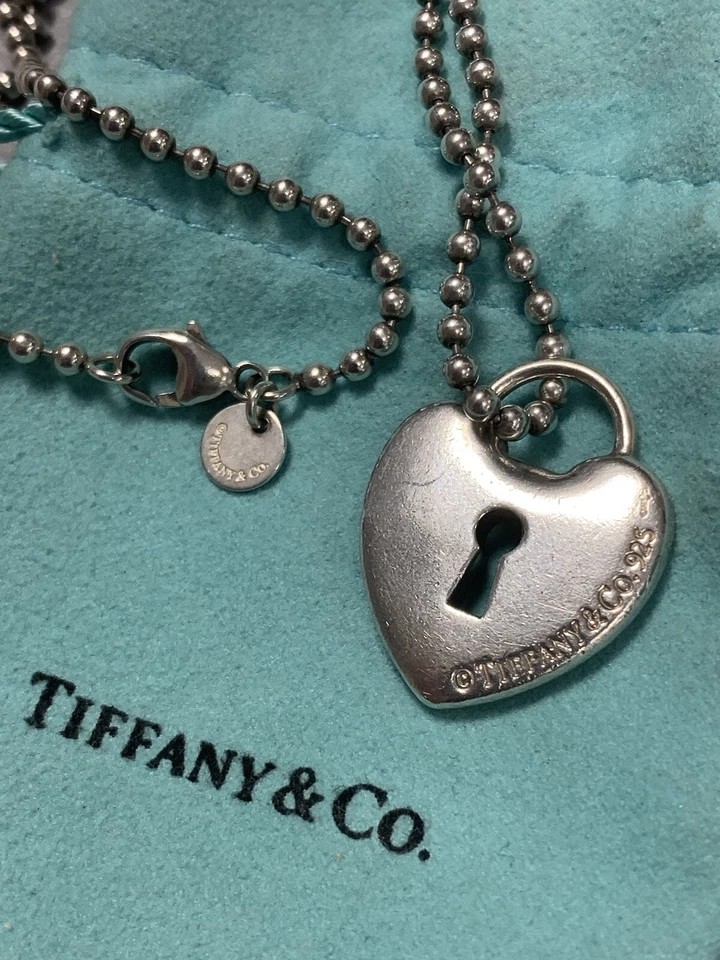 Collana Catena Argento Tiffany & Co. Palline Con Lucchetto Cuore - Immagine 4 di 4