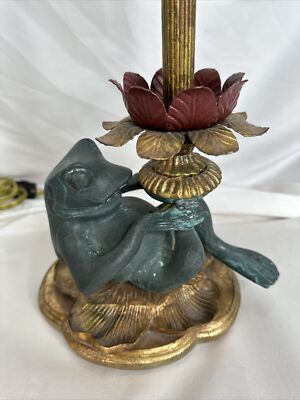 Frederick Cooper Frog Lamp Dragonfly Shade Mid-Century Frederick Cooper Frog Lamp Dragonfly Shade Mid-Century