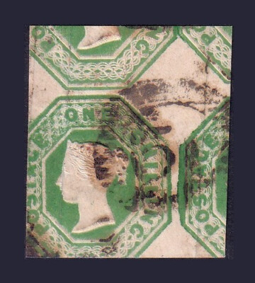 GB QV (1847-1854): Fine Used Cut Square 1/- Green | SG55 | Scarce ...