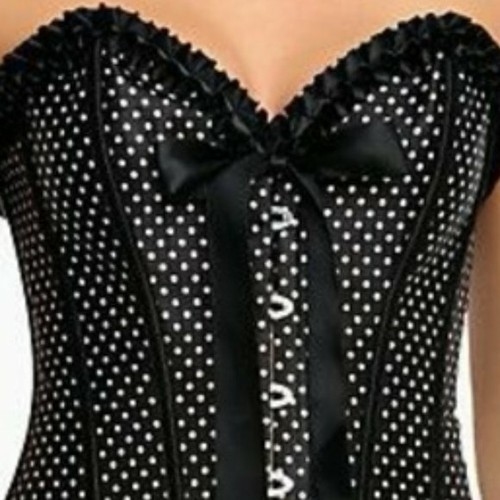 Corsé burlesco blanco y negro con lunares pinup - Imagen 4 de 4