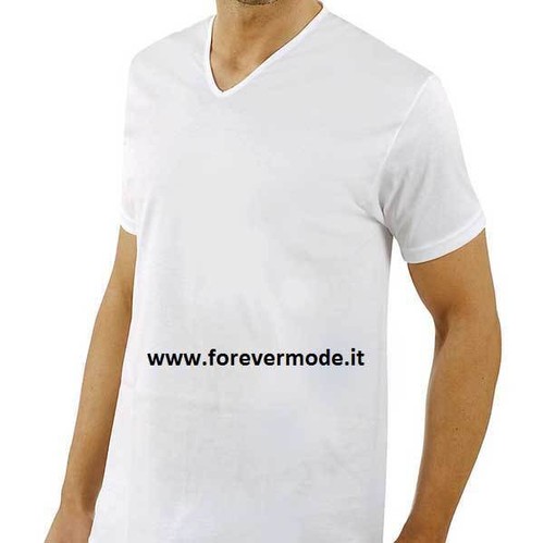 6 T-shirt uomo Axiom manica corta con scollo V largo in filo di scozia art  6724 | eBay
