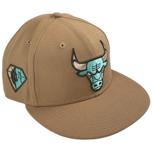NBA Chicago Bulls NEW ERA 59 FIFTY Fitted Hat SZ 7 1/2 Mint Khaki Tan NEW - Picture 7 of 17