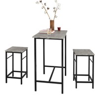 Sobuy Bartisch Set 3-Teilig Stehtisch Mit 2 StüHlen Sitzgruppe Esstisch OGT10-HG