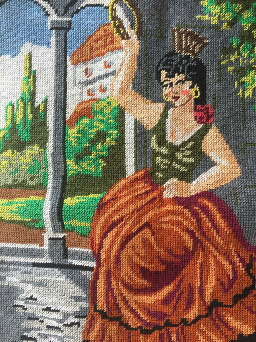 Vtg Goblen Art Sewn Tapestry Fairy Goddess 13x17 Vtg Goblen Art Sewn Tapestry Fairy Goddess 13x17
