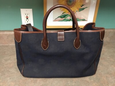 Dooney＆Bourke ドゥーニー＆バーク 2way バッグ 本革 ネイビー DOONEY & BOURKE Double Handle Tote DL50C-W5 Navy Blue Canvas