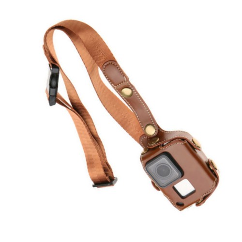 Leather Case Bag With Neck Strap/Chest Belt/Shoulder Strap for GoPro Hero 5/6 H - Picture 17 of 21