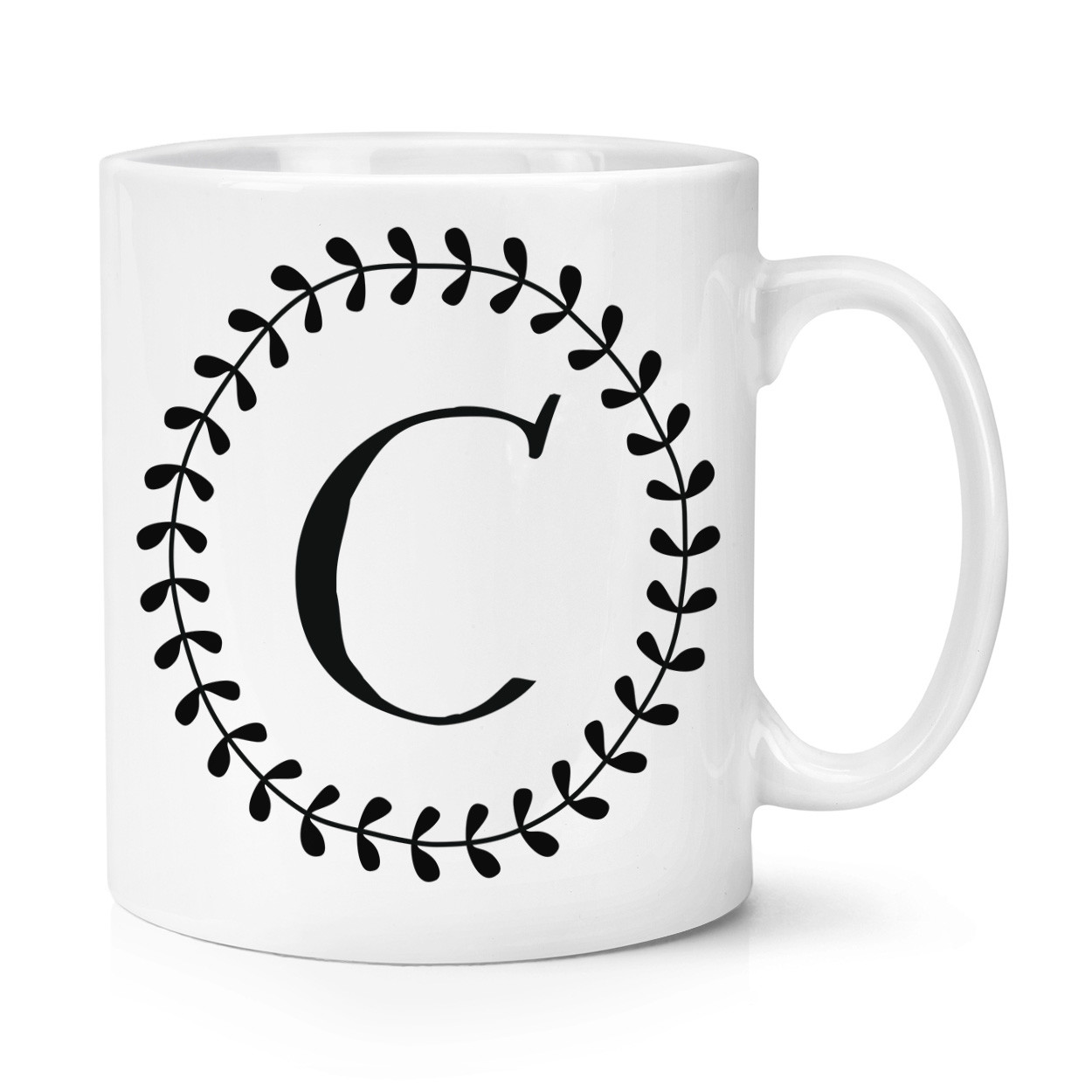 Letter C Floral Wreath Alphabet 10oz Mug Cup - Flowers