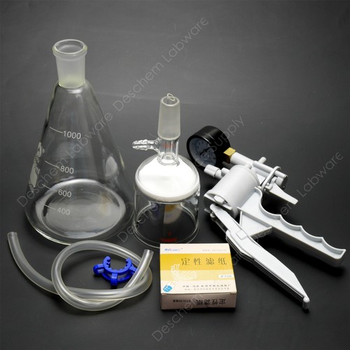 1000ml,Lab Suction Apparatus,200ml Funnel,1L Flask,W/Vacuum Pump & Filter Paper - Picture 4 of 7