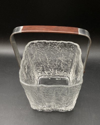 "Cubo de hielo Hoya Mid Century moderno de vidrio glaciar de 5"" mango de acero inoxidable" - Imagen 8 de 12
