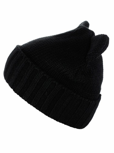 D&Y Women's Cute Top Cat Ears Cuffed Warm Knit Beanie Hat Skull Cap - Picture 5 of 10