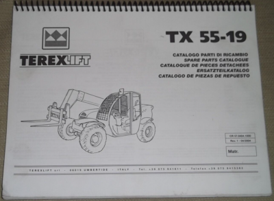 TEREX-LIFT TX 55-19 TELEHANDLER FORKLIFT PARTS MANUAL BOOK CATALOG
