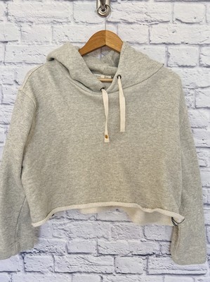 COPPER KEY Womens Cropped Sweatshirt Hoodie Size XL Beige Boxy Relaxed Fit