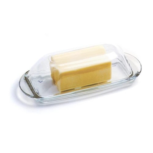 Anchor Hocking Presence Clear Glass Butter Dish With Protective Cover - Picture 2 of 2