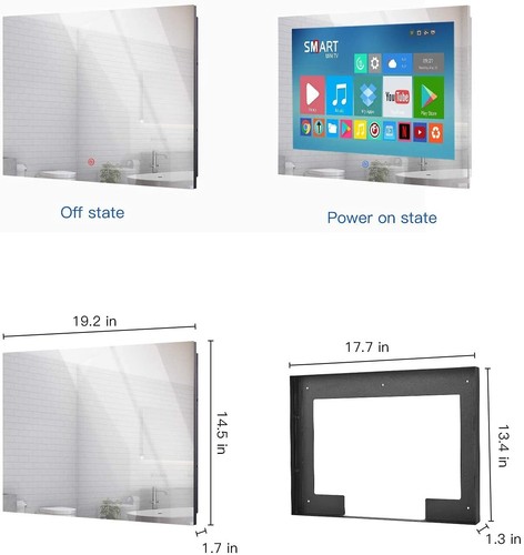 19inch waterproof bathroom TV touchscreen smart mirror TV with WIFI Bluetooth - Picture 8 of 8