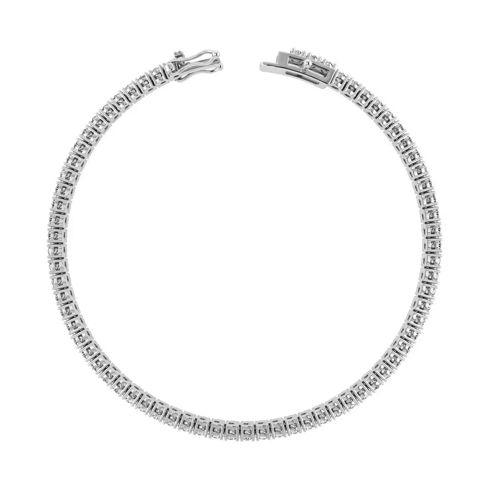 Brazalete de tenis de diamantes cultivados en laboratorio de corte redondo G/vs1 de 4,01 quilates de oro blanco de 14 k Foto 3 de 4