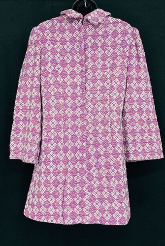 Vintage 1970s purple wool mini dress, puffed long bell sleeve white plaid M - Picture 7 of 9