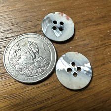 Lot of 2 Gucci Buttons 11mm Freshwater Shell Gray Designer Sewing 0.5 in