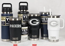 Green Bay Packers YETI Laser Engraved Tumblers, Mugs, Can Colsters and Bottles