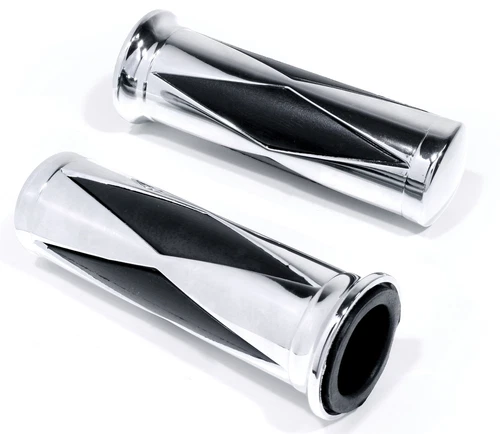 1" Handlebar Grips Set Chrome Diamond for Harley Suzuki Yamaha Kawasaki Cruiser