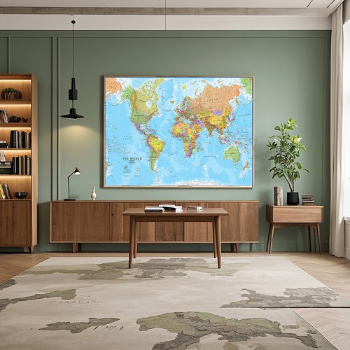 World Map Fit For Living Room Wall Poster 24*36inch/18*29inch Home Office Decor - Picture 8 of 12