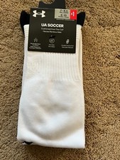 UA Under Armour Over the Calf OTC Soccer Socks White Black Large