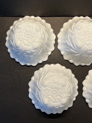 5 INDIANA Weiß Milchglas WILDROSE Muster Obst Cocktail Schalen, Süßigkeiten Schalen - Bild 5 von 16