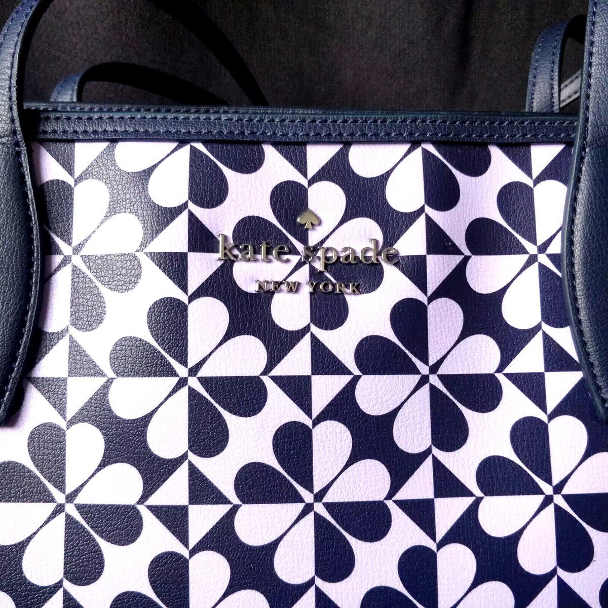 kate spade purple and navy Geometric Backpack Holly spade clover Kate Spade Hollie Clover Geo Large Tote - Parisian Navy  main image 4