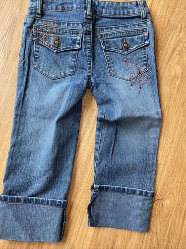 arizona jean co girls 7 regular capri crop jeans rhinestone butterflies - Picture 8 of 10