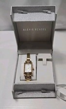Alexis Bendel Gold Tone Rhinestone Bezel Women’s Tank Watch New Battery 