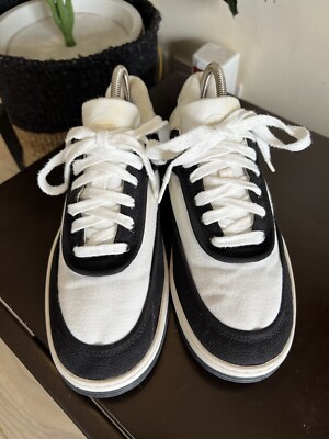 CHANEL Fabric Womens Logo Sneakers EU 37 || US 6.5 White | eBay