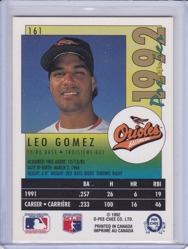 Baltimore Orioles 1992 O-Pee-Chee Premier Baseball Team Set 7 Cards - Picture 7 of 7