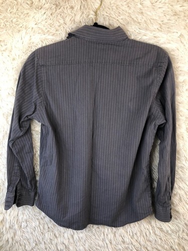 Volcom Juniors Boys Button Front Shirt Gray Pinstripe Stretch Pocket Collared L - Picture 6 of 11
