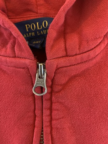 Polo Ralph Lauren Hooded Full Zip Red Sweatshirt Size 4/4T Black Pony - Picture 6 of 16