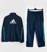 Adidas suit pants jacket zip up blue riri