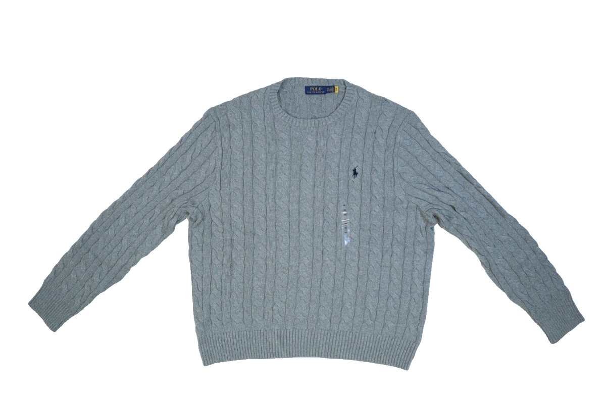ラルフローレン 90s wool drizzler XXL grey Polo Ralph Lauren Grey Cable Driver Knit Heavyweight Pullover