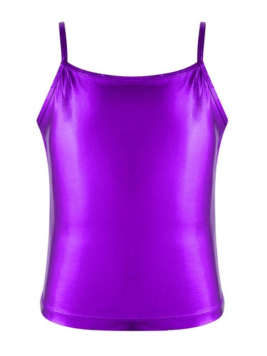 Girls Metallic Camisole Tank Tops Party Vest Top Tee Shirts Sports Dance Costume - Picture 30 of 58