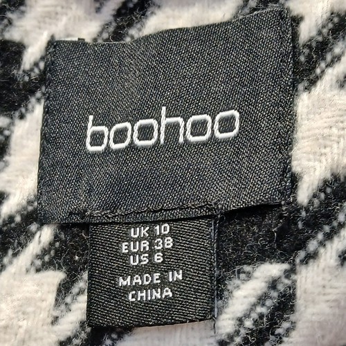 Boohoo Womens Black White Belted Open Houndstooth Coat Size USA 6 AUS 10 NWOT - Picture 9 of 9