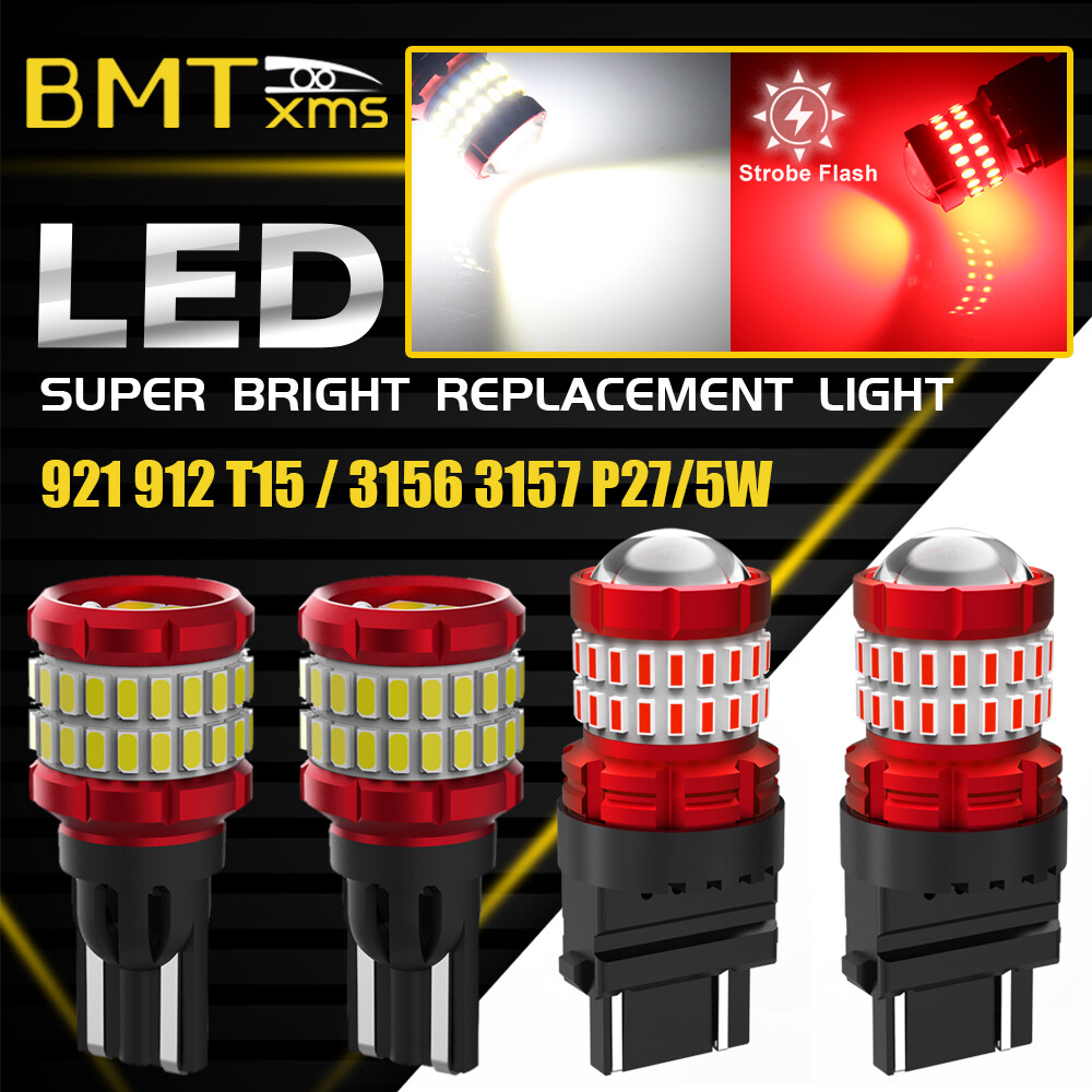 921 T15 White LED Strobe Reverse Brake Tail Lights 3157 3156 Backup