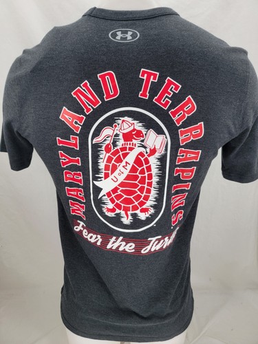 NEW Maryland Terrapins Terps Gray Under Armour SS Crew Neck Tee Shirt Men's M - Picture 3 of 9