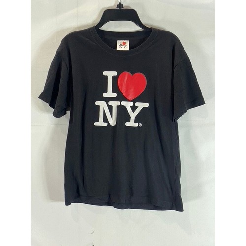 I LOVE NEW YORK Kids Black Logo Crewneck Short Sleeve Classic T-Shirt SZ 14/16