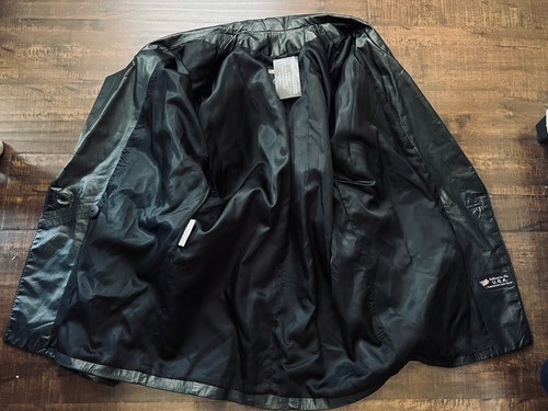 NWT G Leather Oversized Shoulder Pad VINTAGE RETRO 100% Leather Jacket Coat S M - Picture 9 of 15