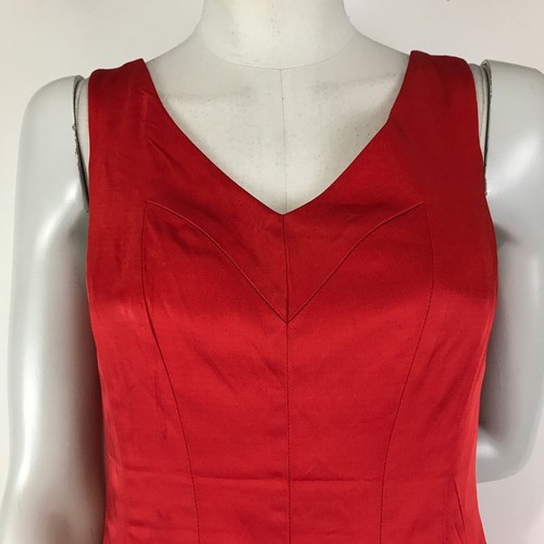 Cue Dress Red Size 8 A Line Satin Tulle Lined Cocktail Party 50s Retro Women's - Picture 2 of 14